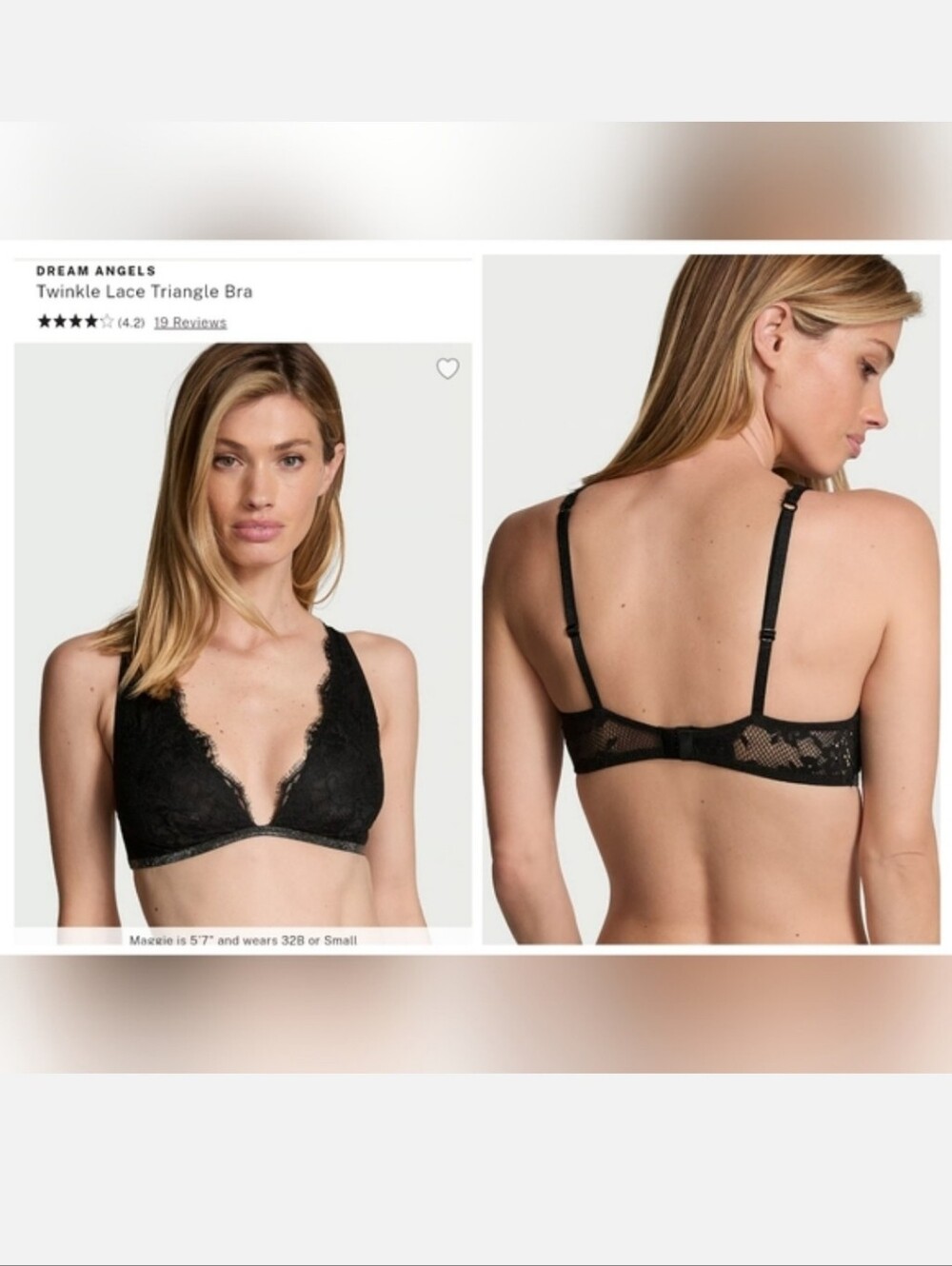 Victoria's Secret Very Sexy Dream Angels Twinkle Lace Shine Triangle Bra XXL